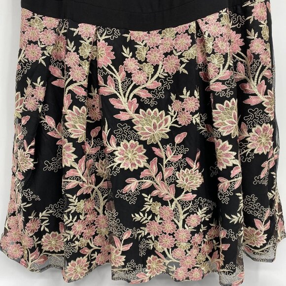 Morgan & Co. Black Pink Embroidered Tulle Off the Shoulder Mini Dress | Size 20W - Picture 4 of 9